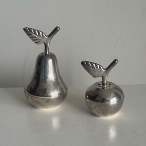 Vintage Silver Plated Apple & Pear Salt And Pepper Shakers